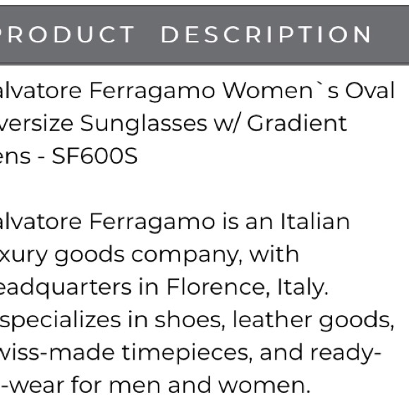Salvatore Ferragamo SF600s Grey Oval Oversized Sunglasses w/ Gradient Lenses NWT - Picture 9 of 10